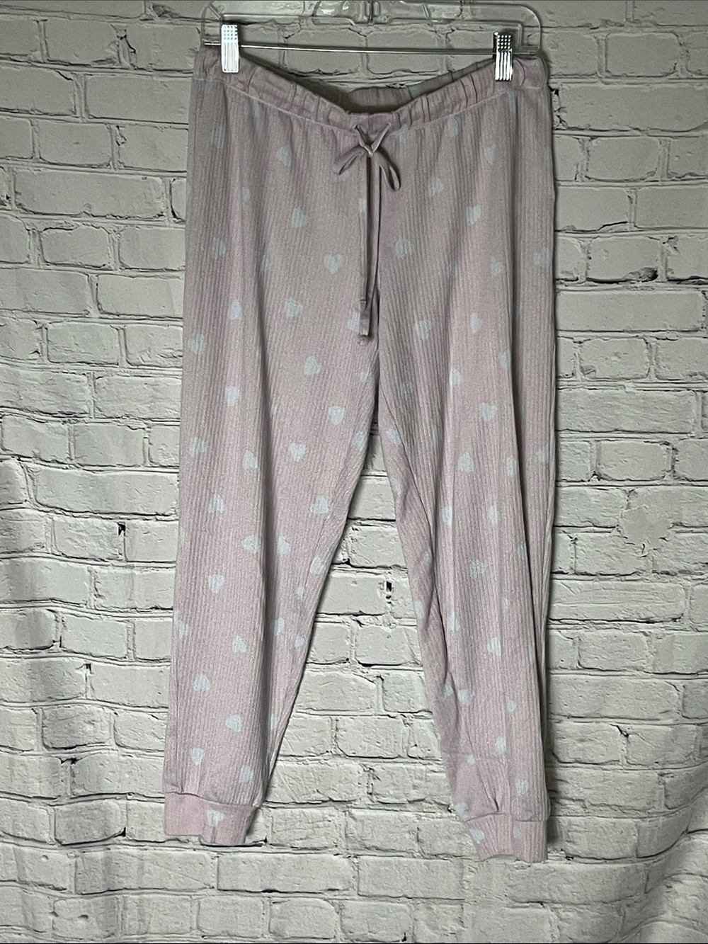 Jenni Light Pink Heart Ribbed Lounge Pants